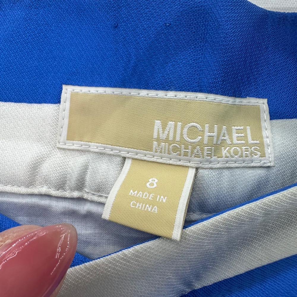 Michael Kors ARCHIVE PIECE Pleated Nautical Stripe Skirt Blue White Preppy Sz 8 - Picture 6 of 10